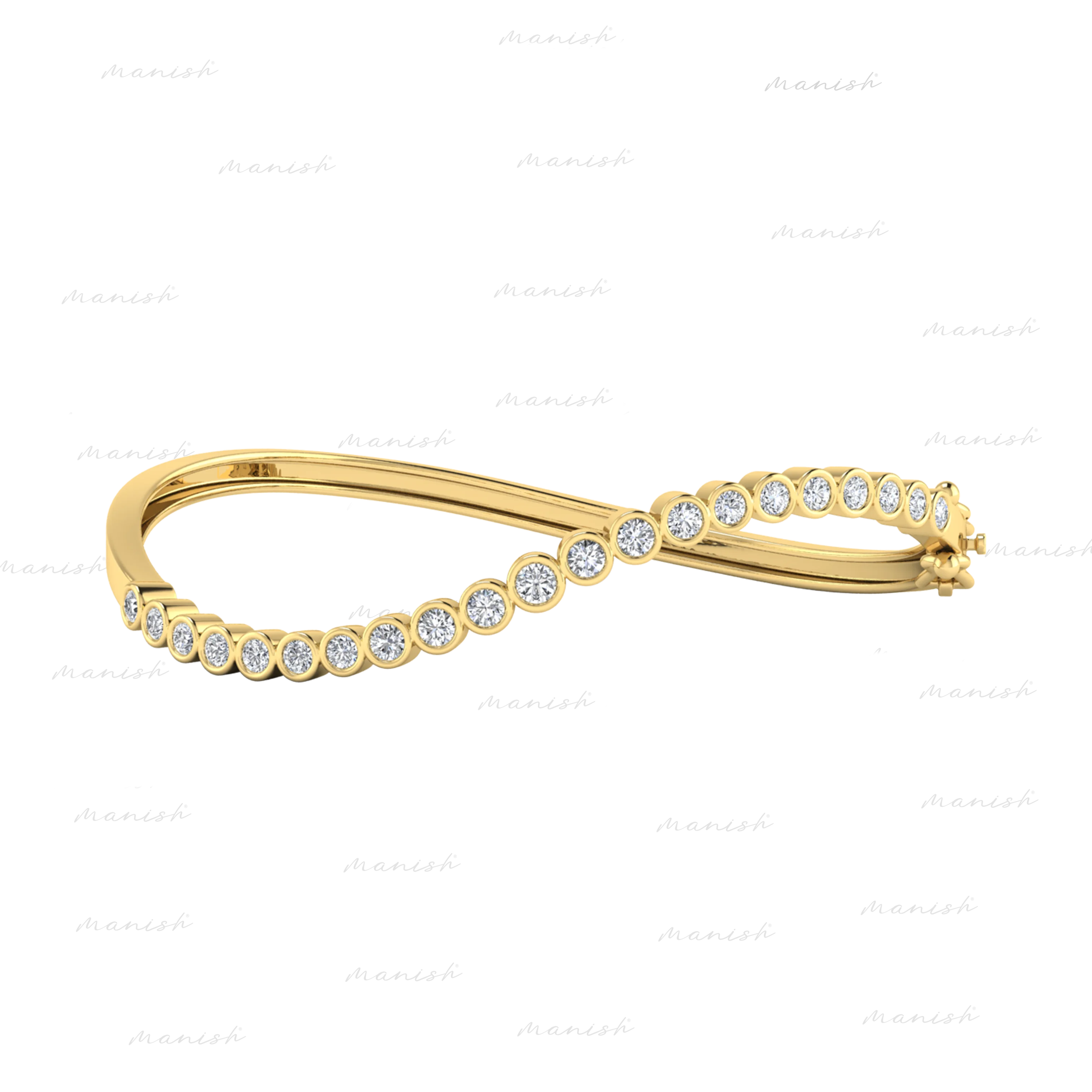 Twisted Bezel-Set Diamond Bangle